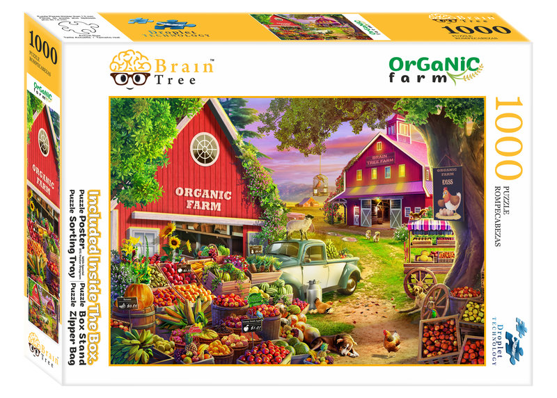 Organic Farm 1000 piece puzzle for adults - Unique Puzzles for adults 1000 pieces and up With Droplet Technology For Anti Glare & Soft Touch - 27.5"Lx19.5"W