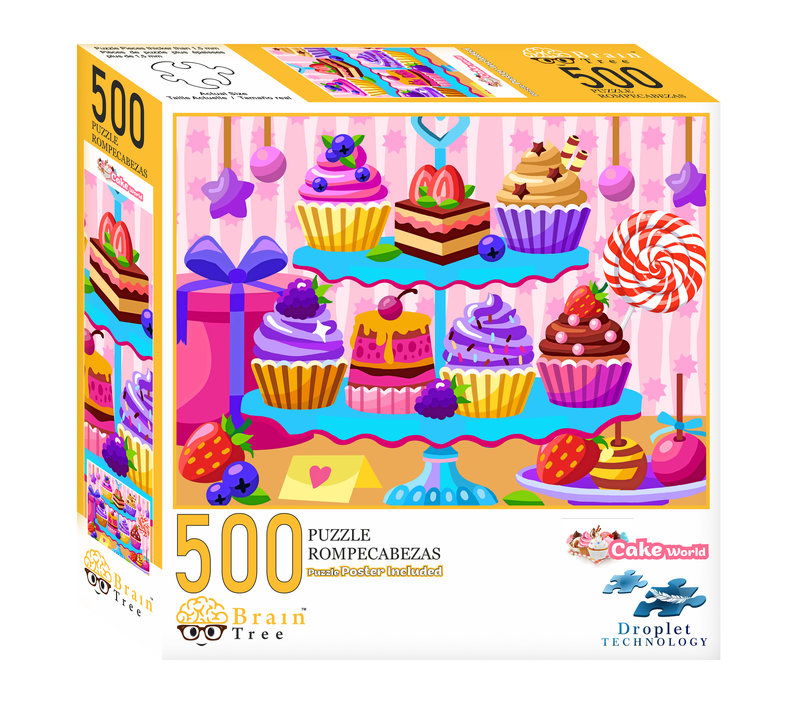 Cake World 500 Piece Puzzles for Adults-Jigsaw Puzzles-Every Piece Is Unique With Droplet Technology For Anti Glare & Soft Touch Feel-19.5"Lx14.5"W