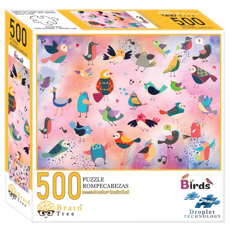 Bird Puzzle - 500 Piece Puzzles for Adults - Puzzle Adventures : Jungle Birds Every Piece Is Unique With Droplet Technology For Anti Glare & Soft Touch Feel-19.5"Lx14.5"W