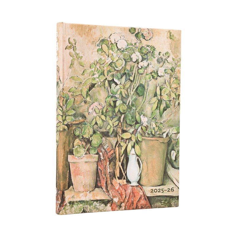 2025-2026 Cezanne's Terracotta Pots and Flowers, Cezanne's Terracotta Pots and Flowers, 18-Month Planner, Midi, Horizontal, Elastic Band, 208 Pg, 80 GSM