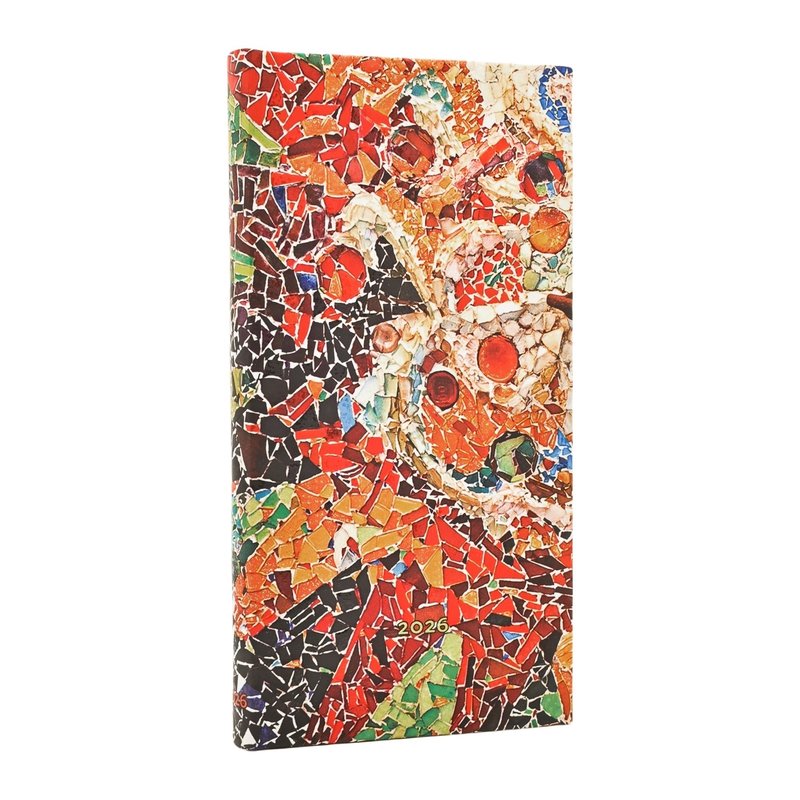 2026 Gaudi's Sun, Gaudi's Mosaics, 12-Month Planner, Slim, Horizontal, Elastic Band, 160 Pg, 100 GSM