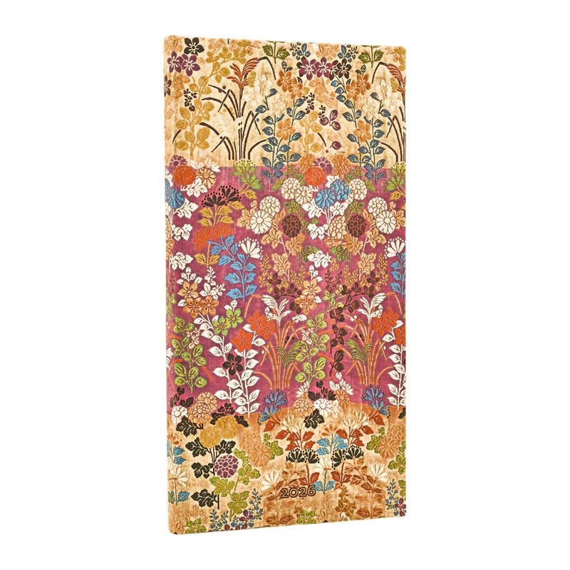 2026 Kara-ori Pink, Japanese Kimono, 12-Month Planner, Slim, Horizontal, Elastic Band, 160 Pg, 100 GSM
