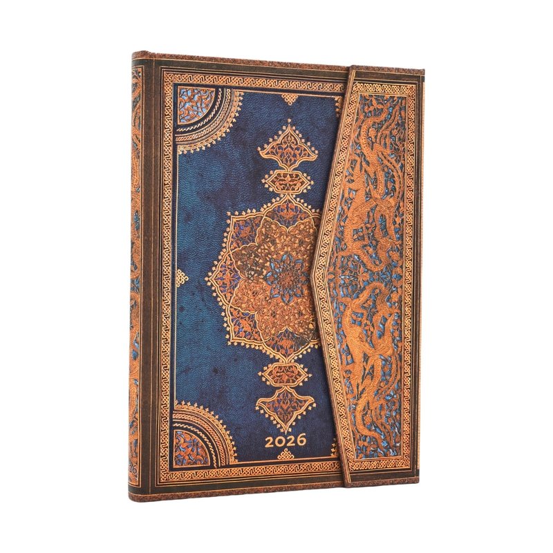 2026 Safavid Indigo, Safavid Binding Art, 12-Month Planner, Midi, Horizontal, Wrap, 160 Pg, 100 GSM