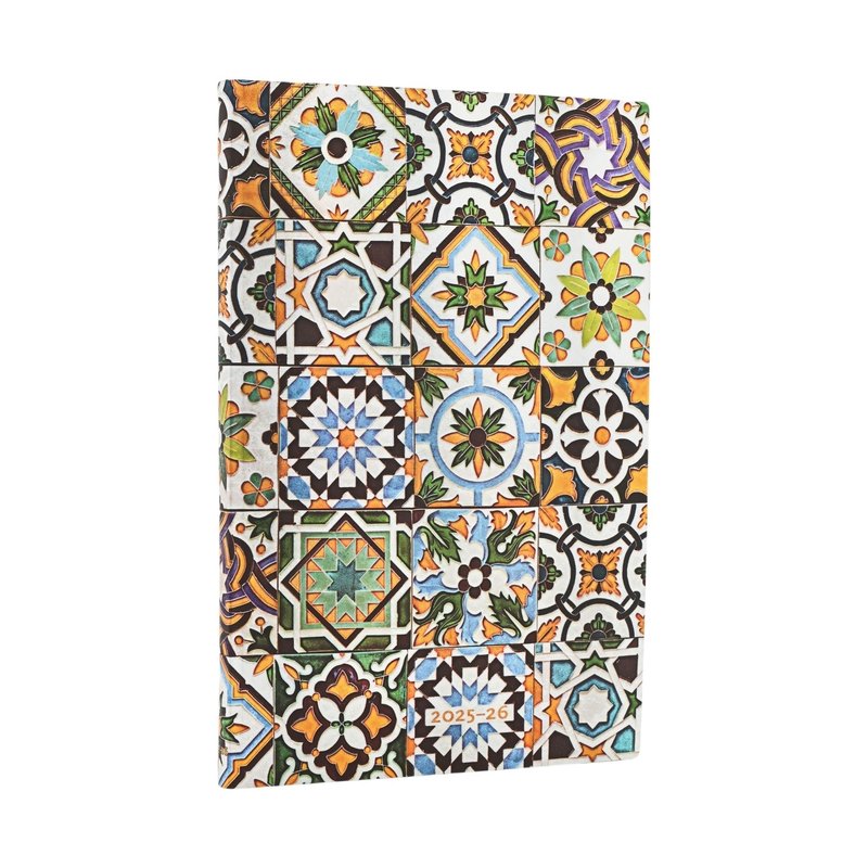 2025-2026 Porto, Portuguese Tiles, 18-Month Planner Flexis, Maxi, Vertical, Elastic Band, 224 Pg, 80 GSM