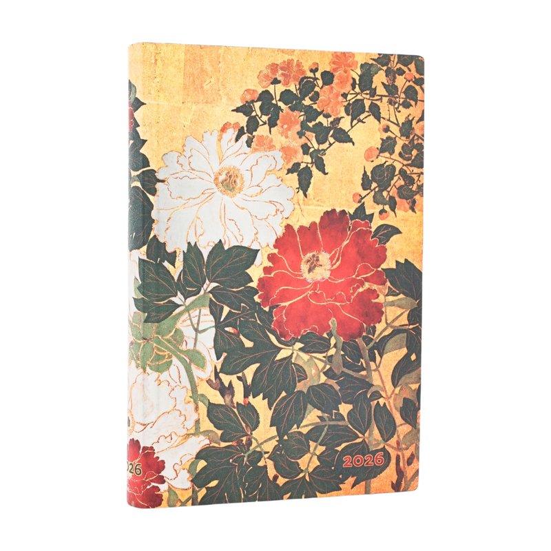 2026 Natsu, Rinpa Florals, 12-Month Planner Flexis, Mini, Horizontal, Elastic Band, 176 Pg, 100 GSM