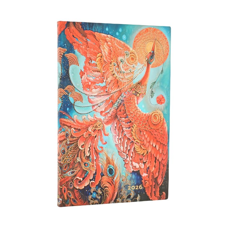 2026 Firebird, Birds of Happiness, 12-Month Planner Flexis, Maxi, Horizontal, Elastic Band, 176 Pg, 100 GSM