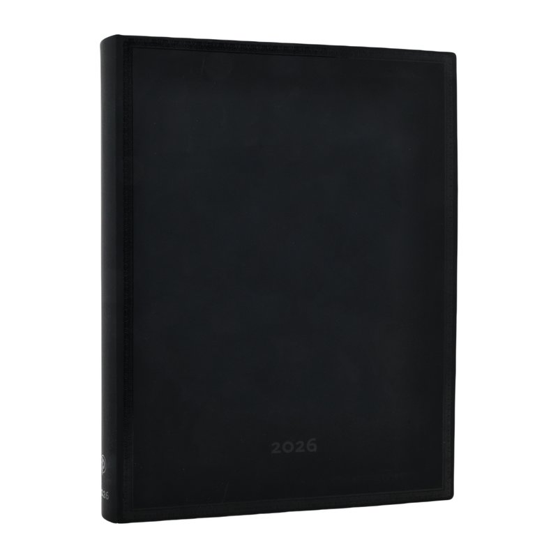 2026 Black Edition, Old Leather Collection, 12-Month Planner Flexis, Ultra, Day-at-a-Time, Elastic Band, 432 Pg, 80 GSM