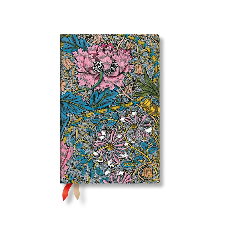 2027 Morris Pink Honeysuckle Mini Hardcover 12-Month Daily Planner, 416pg, 80GSM by Paperblanks (William Morris)
