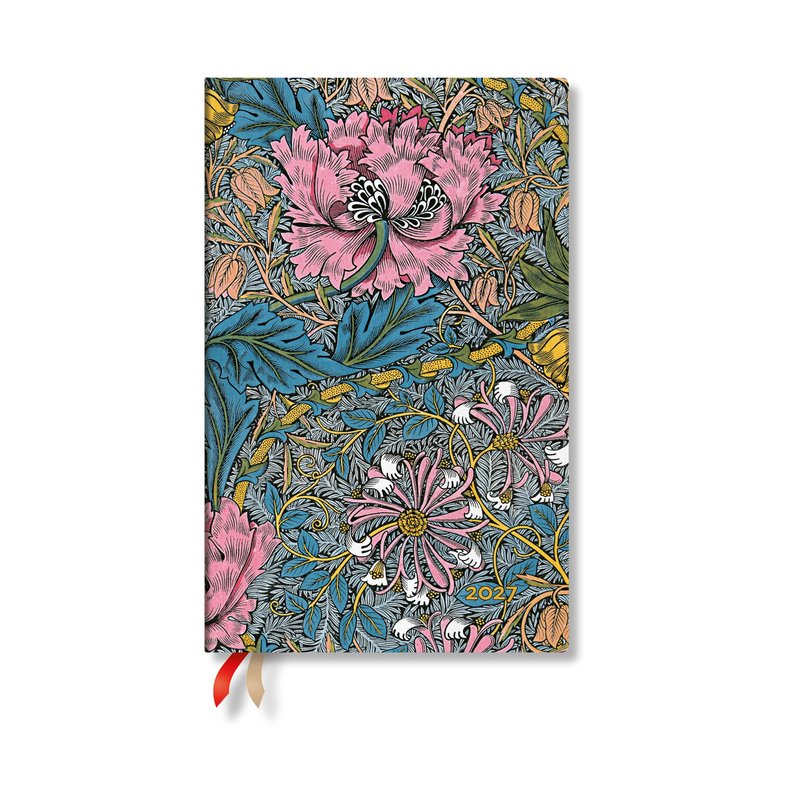 2027 Morris Pink Honeysuckle Maxi Horizontal Softcover 12-Month Weekly Planner, 176pg, 100GSM by Paperblanks (William Morris)