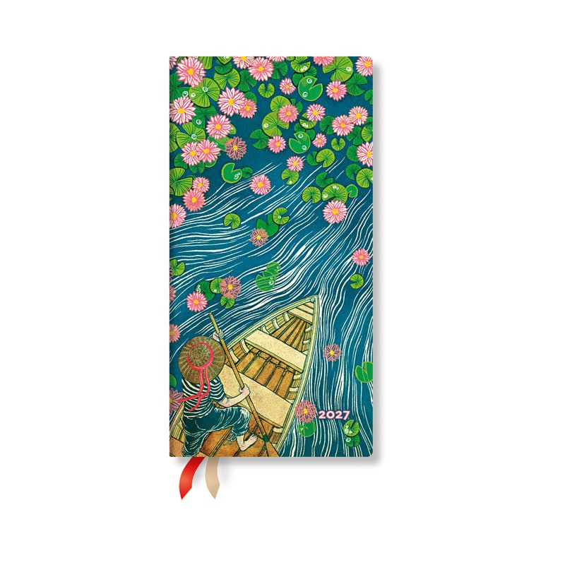 French 2027 Lotus River Slim Horizontal Hardcover 12-Month Weekly Planner, 176pg, 100GSM by Paperblanks (Living with Yuko)