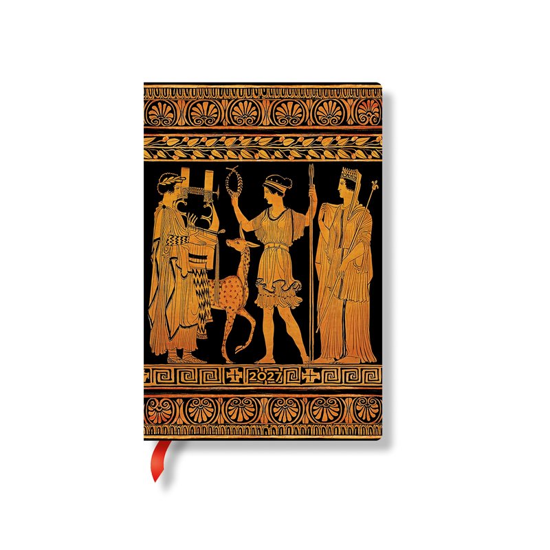 French 2027 Gathering of Deities Mini Horizontal Softcover 12-Month Weekly Planner, 176pg, 100GSM by Paperblanks (Ancient Greek Pottery)