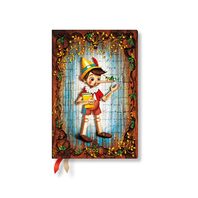 French 2027 Carlo Collodi, Pinocchio Mini Horizontal Softcover 12-Month Weekly Planner, 176pg, 100GSM by Paperblanks (Fairy Tale Collection)
