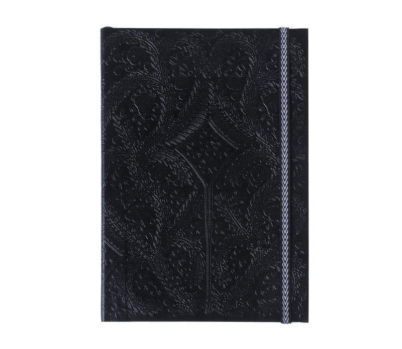 Christian Lacroix A6 Journal, Black Paseo Pattern - 4.25" x 6" - Layflat Writing Journal with 152 Ruled Ivory Pages