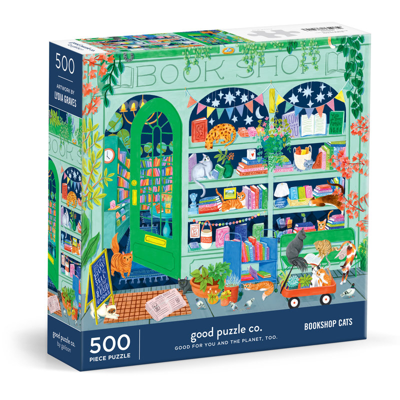Good Puzzle Co. Bookshop Cats 500 Piece Puzzle