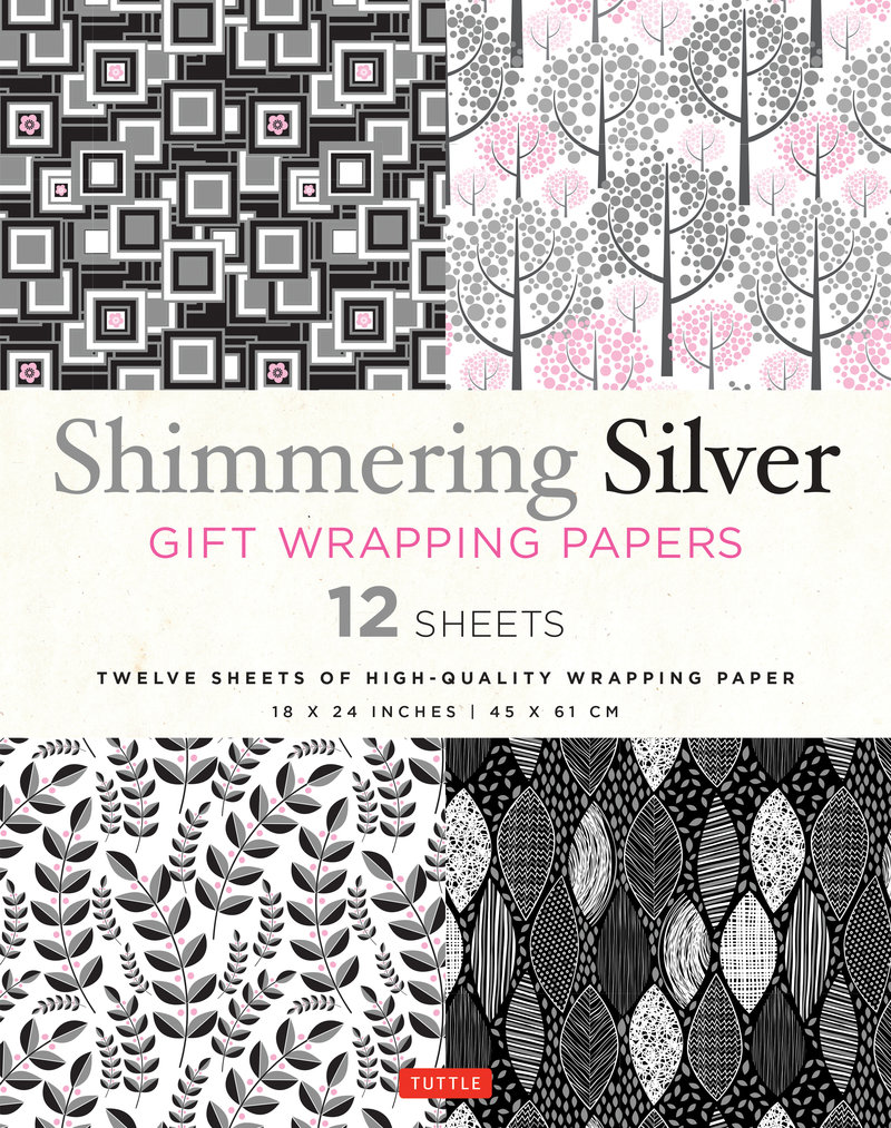Shimmering Silver Gift Wrapping Papers - 12 Sheets