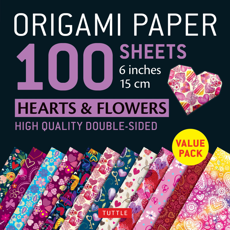 Origami Paper 100 sheets Hearts & Flowers 6" (15 cm)