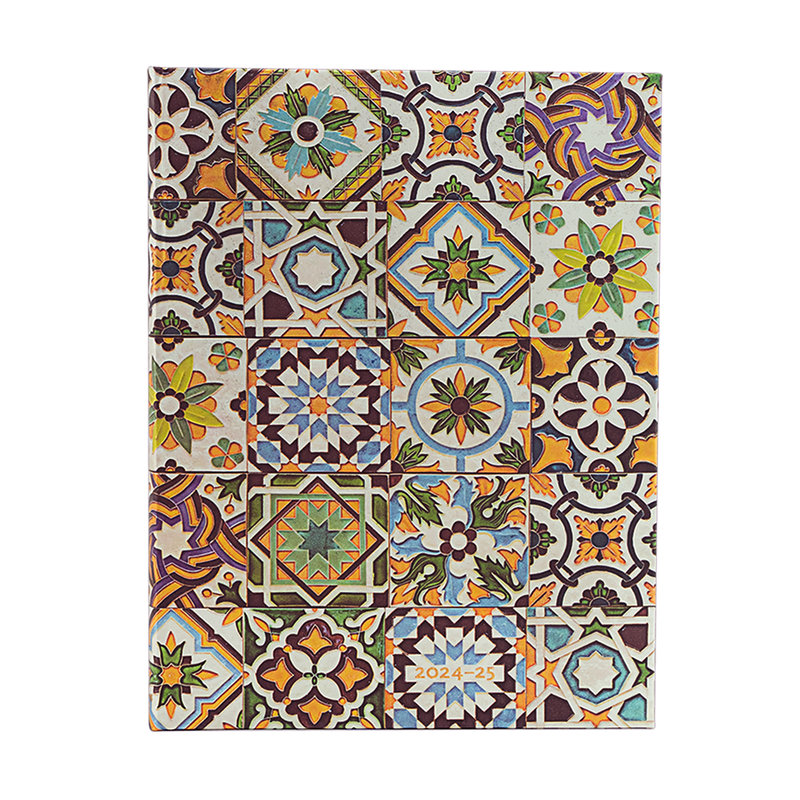 20242025 Weekly Planner, Porto, Portuguese Tiles, 18-Month, Ultra, Vertical, Elastic Band, 208 Pg, 80 GSM