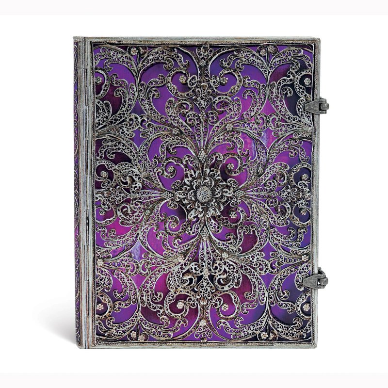 Aubergine, Silver Filigree Collection, Hardcover, Ultra, Lined, Clasp Closure, 240 Pg, 120 GSM