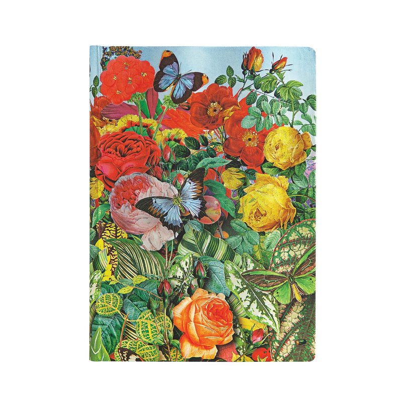 Butterfly Garden, Nature Montages, Hardcover, Midi, Lined, Elastic Band Closure, 144 Pg, 120 GSM