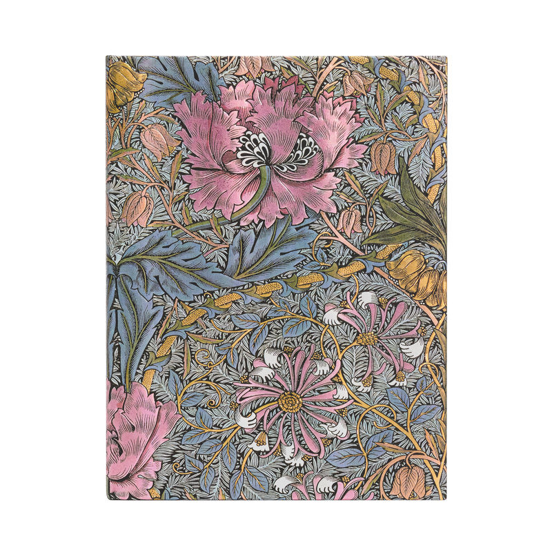 Morris Pink Honeysuckle, William Morris, Hardcover, Ultra, Lined, Elastic Band Closure, 144 Pg, 120 GSM