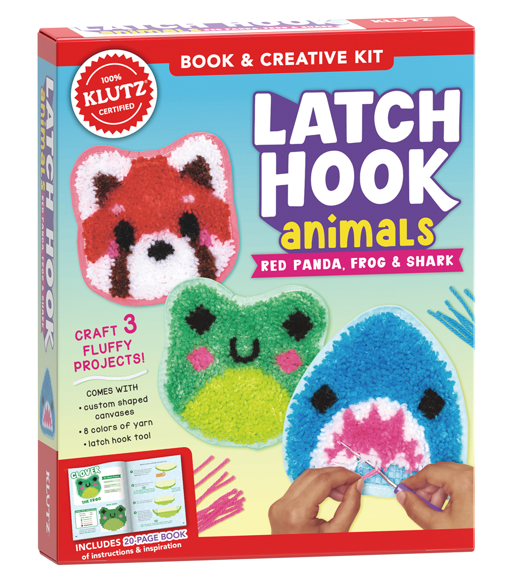 Latch Hook Animals: Red Panda, Frog & Shark