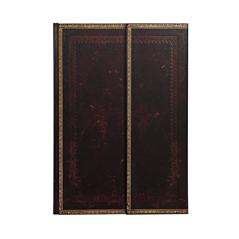 Black Moroccan, Old Leather Collection, Hardcover, Grande, Unlined, Wrap Closure, 128 Pg, 120 GSM