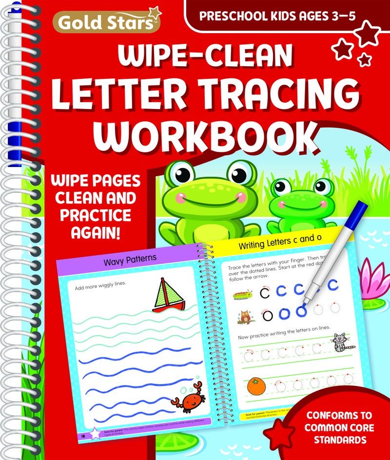 Wipe Clean Letter Tracing Workbook for Preschool Kids Ages 3-5: Practice Pen Control, the Alphabet, Handwriting, Wipe Off Pen Included (Gold Star Series)