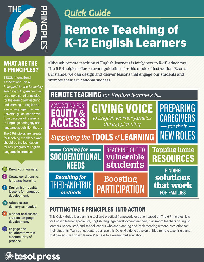 The 6 Principles Quick Guide: Remote Teaching of K–12 English Learners