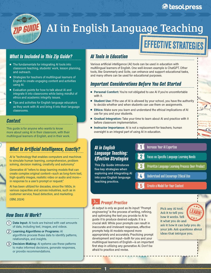 TESOL Zip Guide: AI in English Language Teaching (Pack of 25)