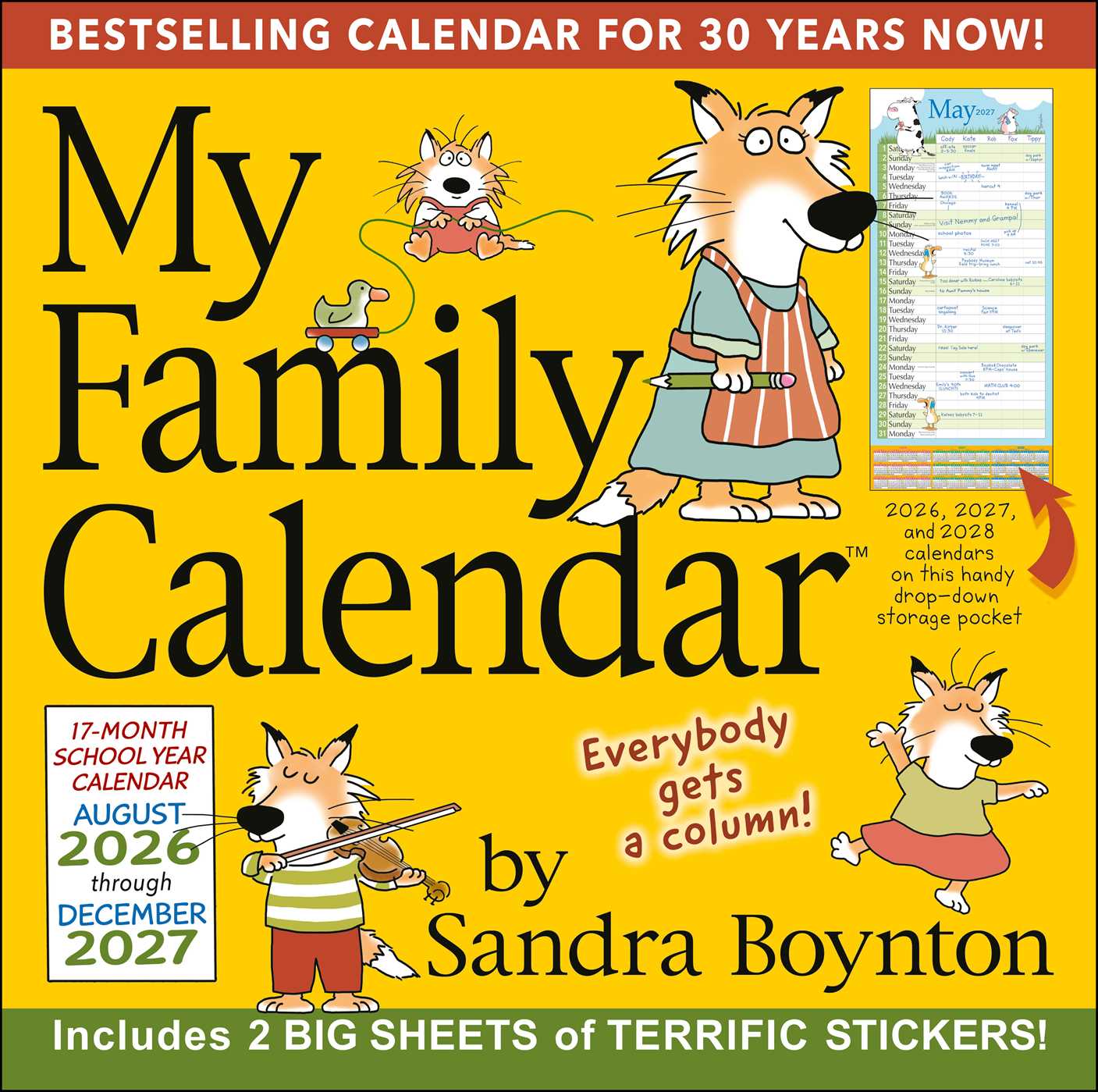 Sandra Boynton's 17-Month 2026-2027 My Family Wall Calendar