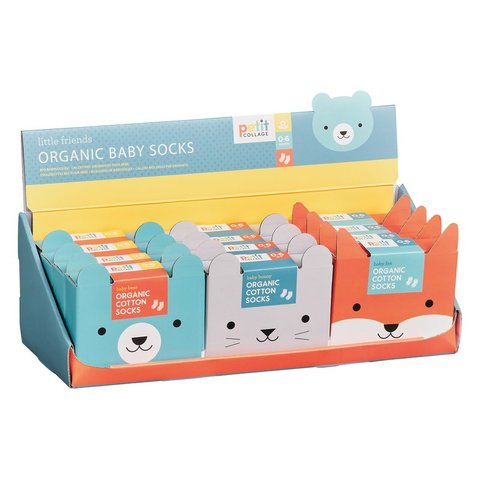 Organic Baby Socks Little Friends CDU of 12