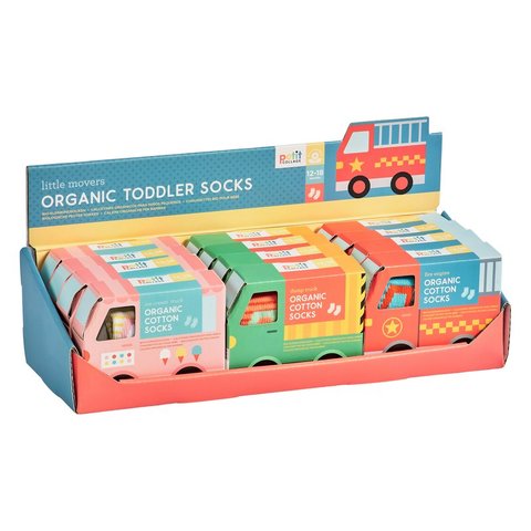 Organic Cotton Toddler Socks Trucks CDU of 12