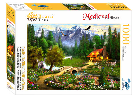 Medieval House 1000 piece puzzle for adults - Unique Puzzles for adults 1000 pieces and up With Droplet Technology For Anti Glare & Soft Touch - 27.5"Lx19.5"W