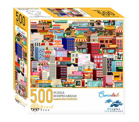 Crowed 500 Piece Puzzles for Adults-Jigsaw Puzzles-Every Piece Is Unique With Droplet Technology For Anti Glare & Soft Touch Feel-19.5"Lx14.5"W
