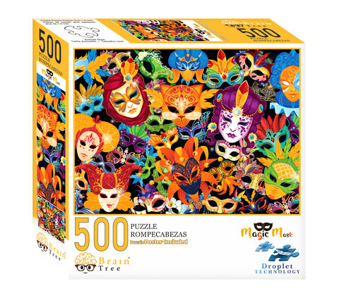 Magic Mask 500 Piece Puzzles for Adults Jigsaw Puzzle- Theme : Venice Mardi Gras Puzzle - Random Cut - Every Piece Is Unique In Shape And Size - 19.5"Lx14.5"W