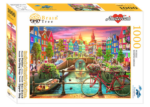 Amsterdam 1000 piece puzzle for adults - Unique Puzzles for adults 1000 pieces and up With Droplet Technology For Anti Glare & Soft Touch - 27.5"Lx19.5"W