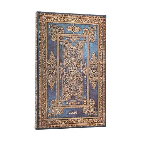 2026 Blue Luxe, Luxe Design, 12-Month Planner, French, Maxi, Horizontal, Elastic Band, 160 Pg, 100 GSM