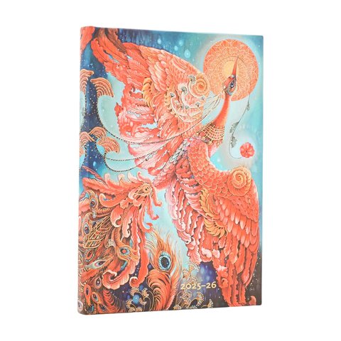 2025-2026 Firebird, Birds of Happiness, 18-Month Planner, Mini, Horizontal, Elastic Band, 208 Pg, 80 GSM