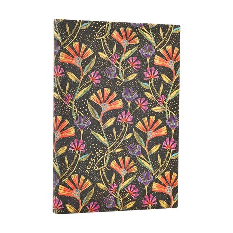 2025-2026 Wild Flowers, Playful Creations, 18-Month Planner, Mini, Horizontal, Elastic Band, 208 Pg, 80 GSM