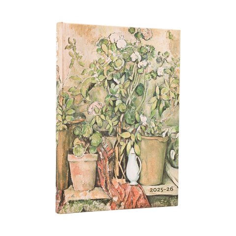 2025-2026 Cezanne's Terracotta Pots and Flowers, Cezanne's Terracotta Pots and Flowers, 18-Month Planner, Midi, Horizontal, Elastic Band, 208 Pg, 80 GSM