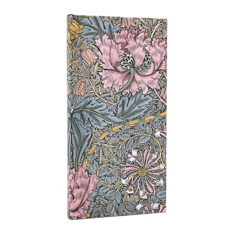 2026 Morris Pink Honeysuckle, William Morris, 12-Month Planner, Slim, Horizontal, Elastic Band, 160 Pg, 100 GSM