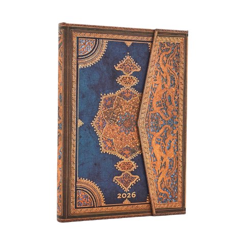 2026 Safavid Indigo, Safavid Binding Art, 12-Month Planner, Midi, Horizontal, Wrap, 160 Pg, 100 GSM