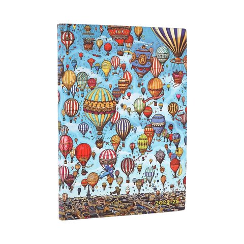 2025-2026 Balloon Festival, Pierre the Maze Detective, 18-Month Planner Flexis, Midi, Horizontal, Elastic Band, 224 Pg, 80 GSM