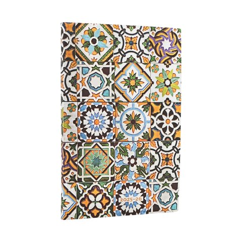 2025-2026 Porto, Portuguese Tiles, 18-Month Planner Flexis, Maxi, Vertical, Elastic Band, 224 Pg, 80 GSM
