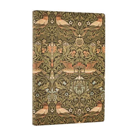 2026 Morris Birds, William Morris, 12-Month Planner Flexis, Mini, Horizontal, Elastic Band, 176 Pg, 100 GSM