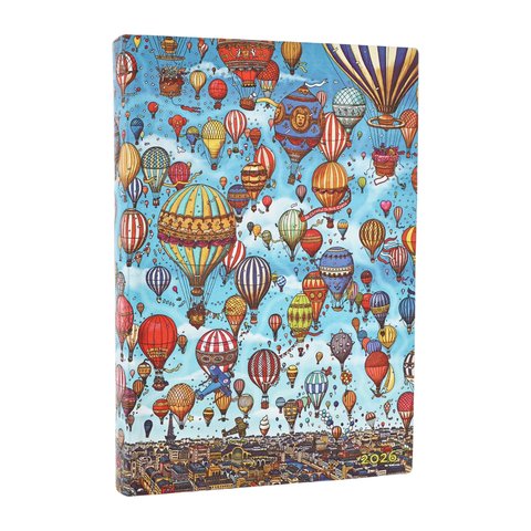 2026 Balloon Festival, Pierre the Maze Detective, 12-Month Planner Flexis, Midi, Day-at-a-Time, Elastic Band, 432 Pg, 80 GSM