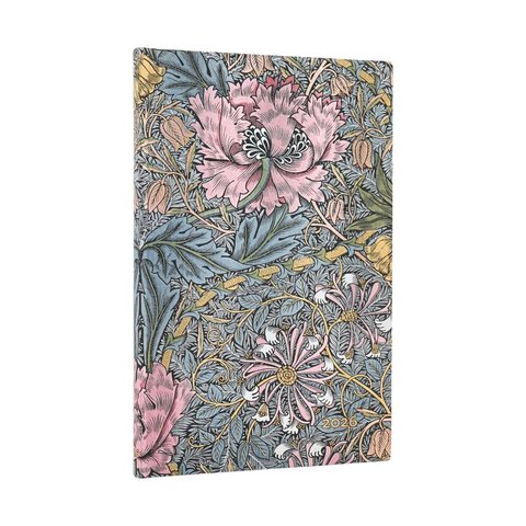 2026 Morris Pink Honeysuckle, William Morris, 12-Month Planner Flexis, Maxi, Horizontal, Elastic Band, 176 Pg, 100 GSM