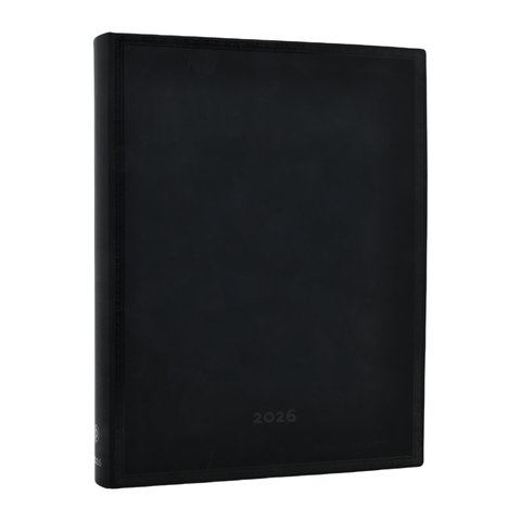 2026 Black Edition, Old Leather Collection, 12-Month Planner Flexis, Ultra, Day-at-a-Time, Elastic Band, 432 Pg, 80 GSM