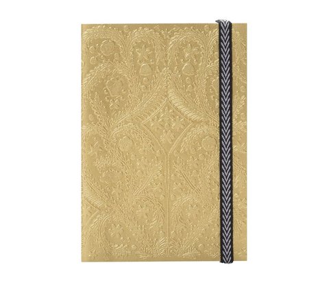 Christian Lacroix A5 Journal, Gold Paseo Pattern - 6o x 8o - Layflat Writing Journal with 152 Ruled Ivory Pages
