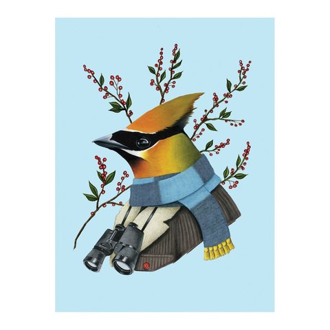 Berkley Bestiary Winter Waxwing Large Embellished Holiday Notecards